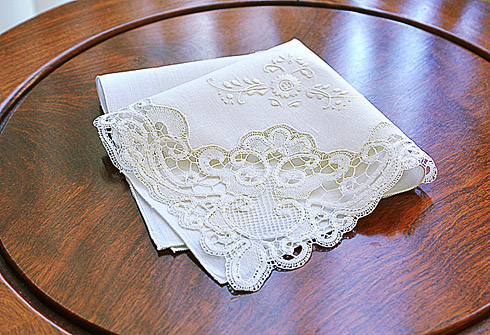 Venetian Lace Handkerchief. 13" Lace Handkerchief. 1 piece